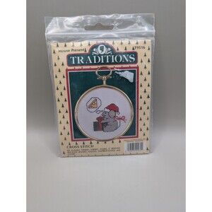 NEW 1980s Traditions Mouse T9516 Counted Cross Stitch Ornament Kit Vintage